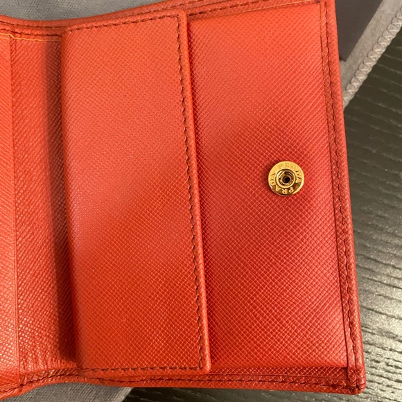 Authentic Prada Saffiano Leather Bi-Fold Wallet in Rame with box and card - Picture 6 of 11